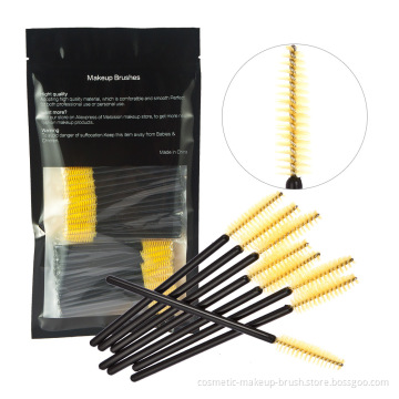 Yellow disposable eyelash mascara brush wands